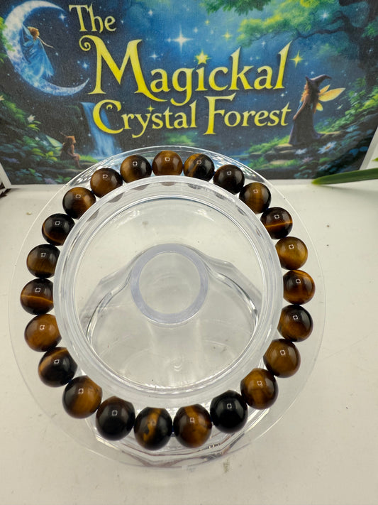 Gold Tiger Eye Bead Bracelet 8mm