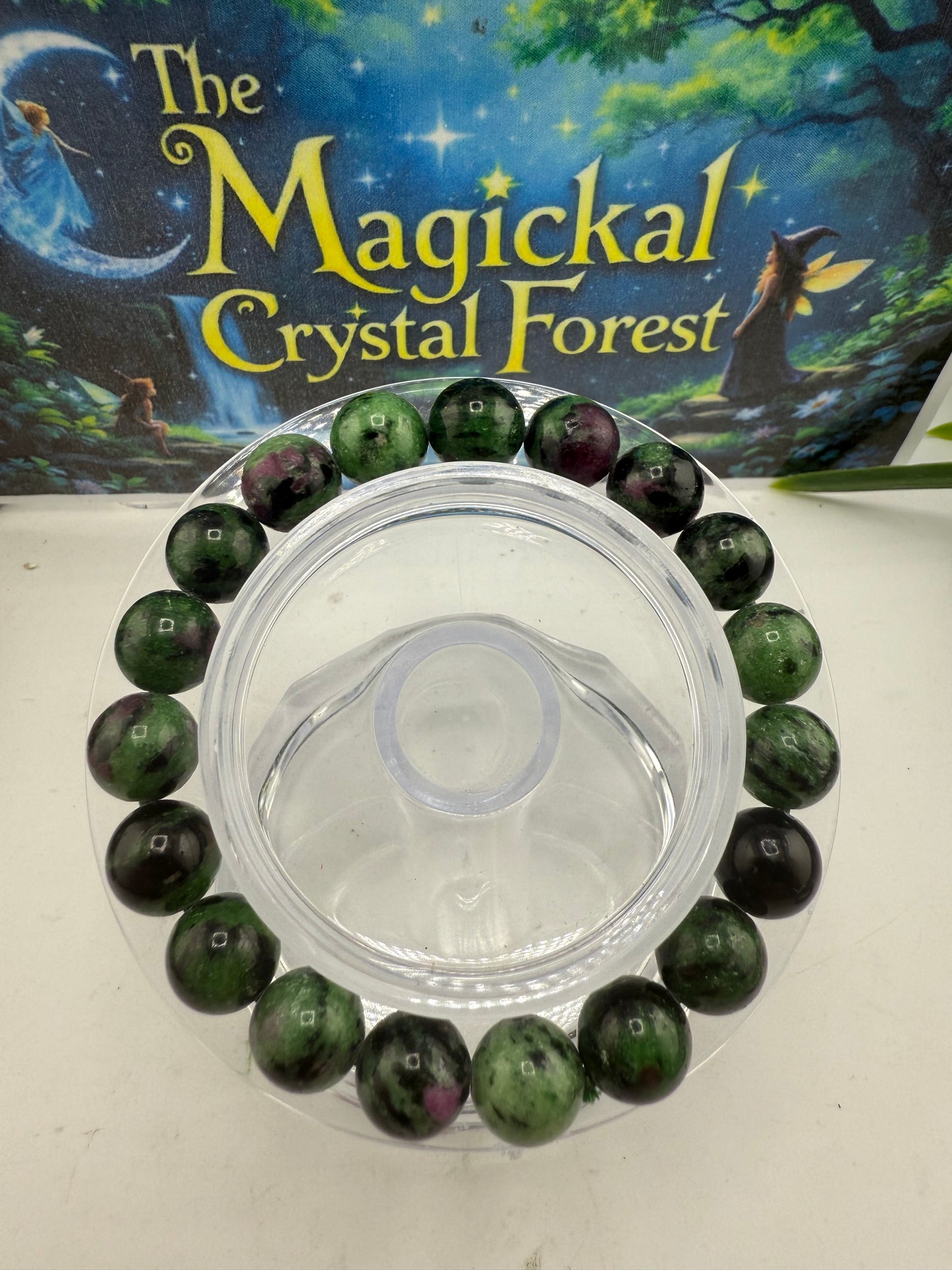 Ruby & Zoisite Bead Bracelet 10mm