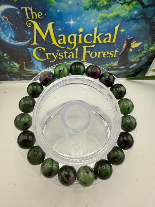 Ruby & Zoisite Bead Bracelet 10mm