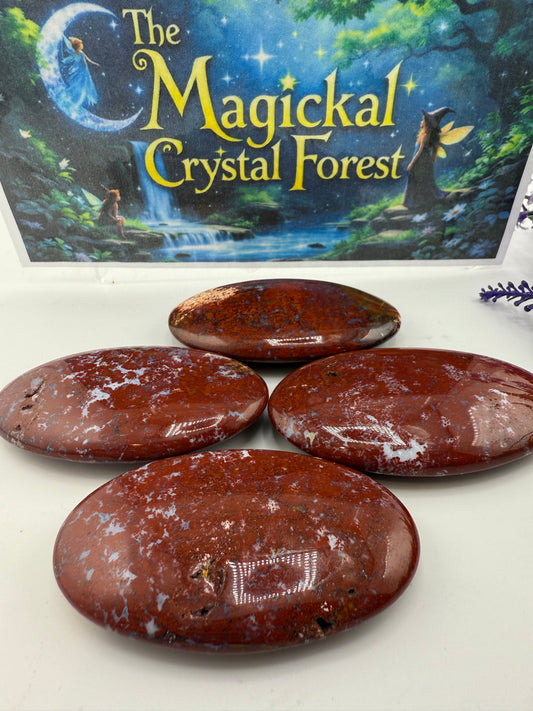 Red Moss Agate Palm Stone