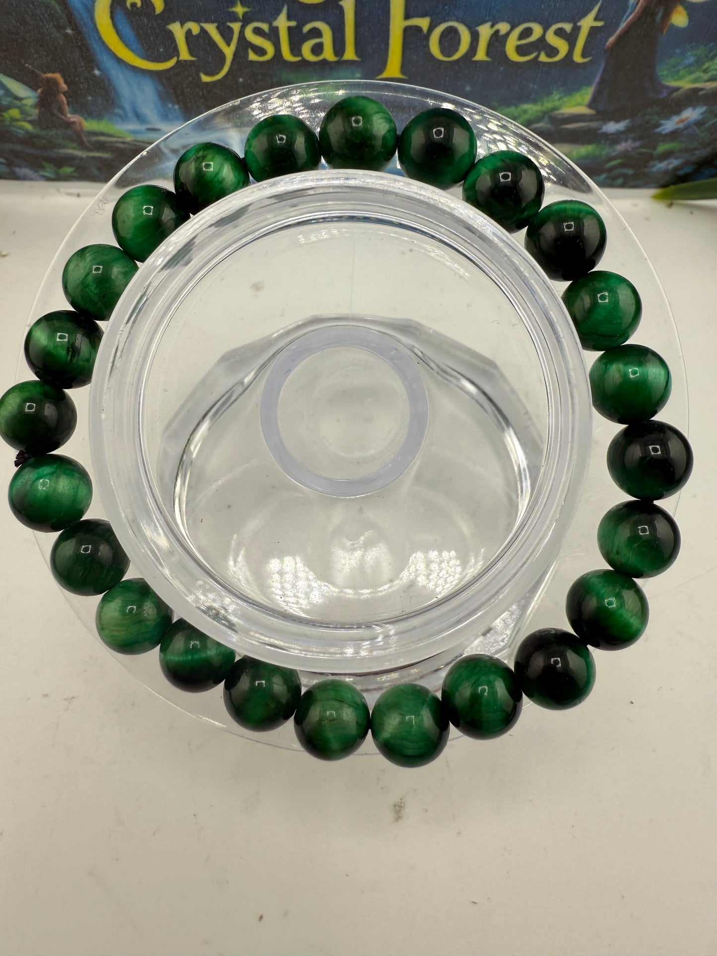Green Tiger Eye Bead Bracelet 8mm