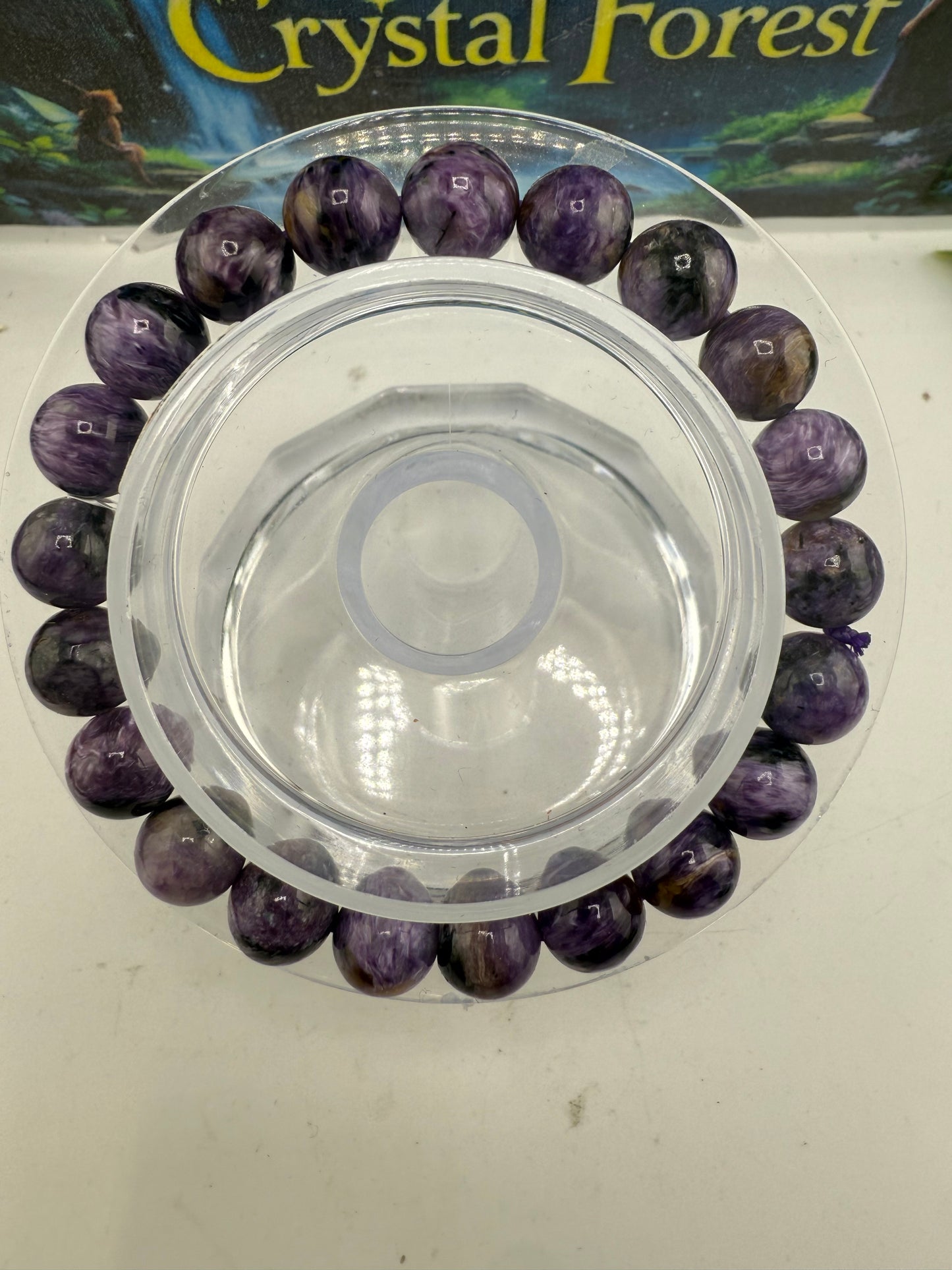 Charoite with Black Bead Bracelet 8mm
