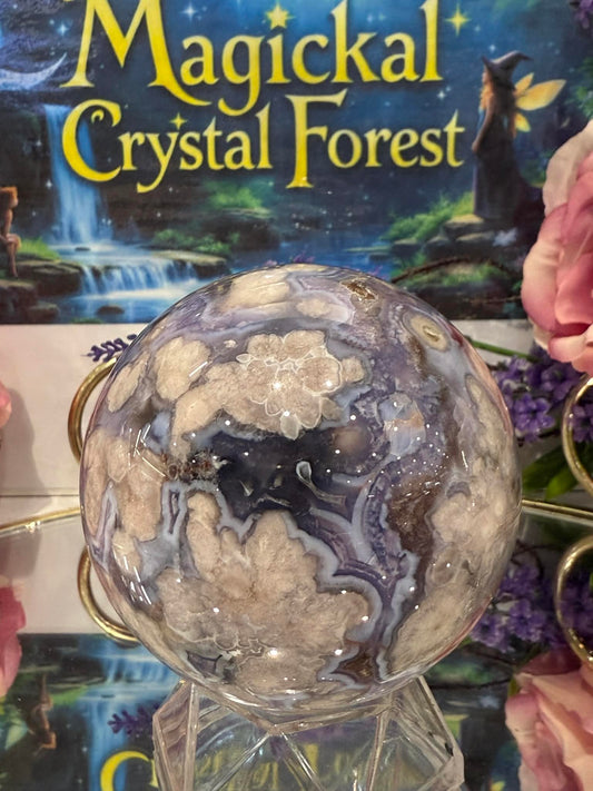 Blue Flower Agate Sphere 1