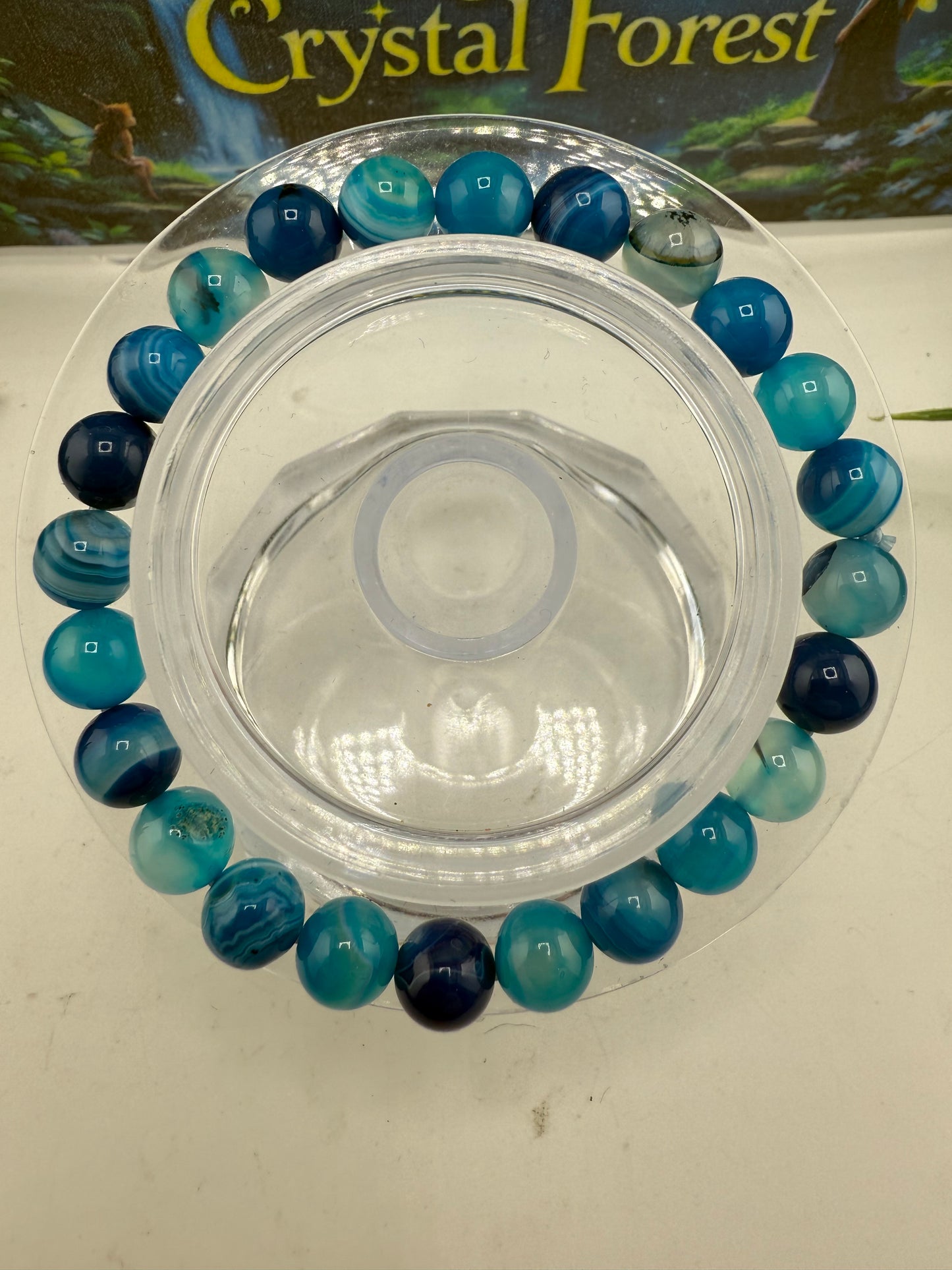 Blue Agate Crystal Bracelet 8mm