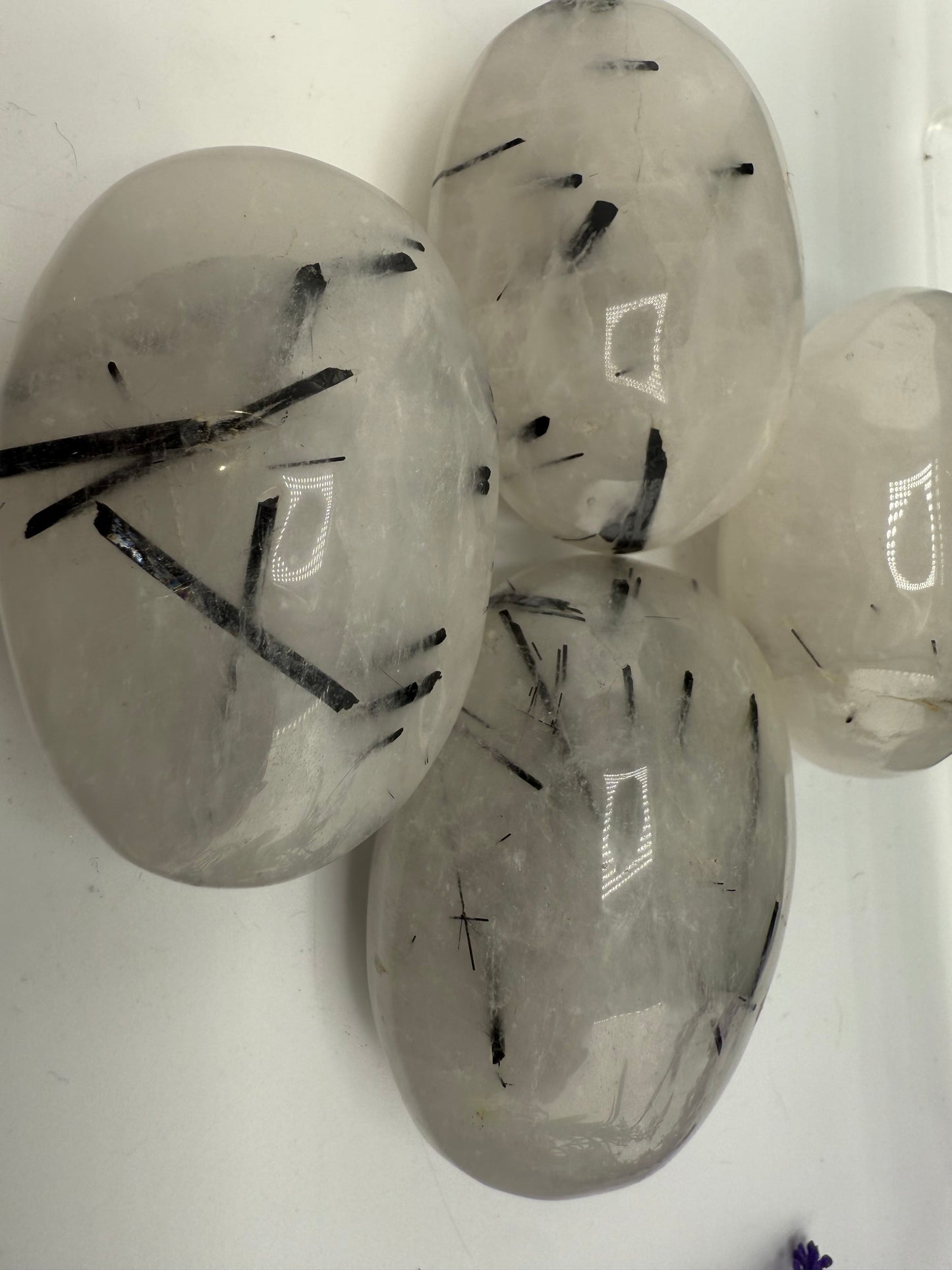 Tourmalinated Quartz Palm Stone