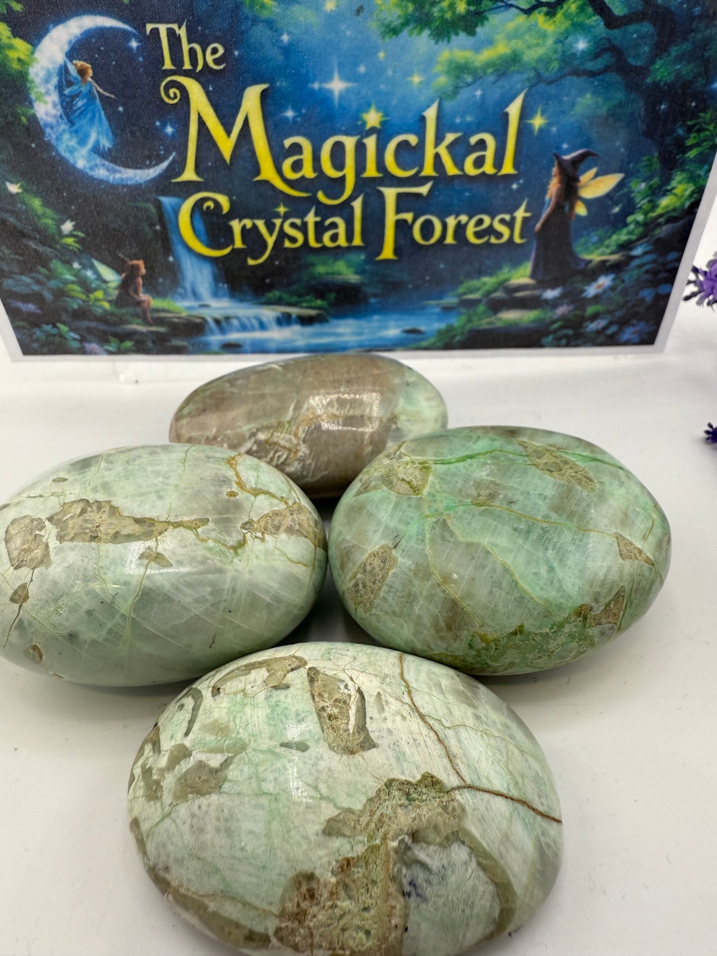 Green Moonstone Palm Stone