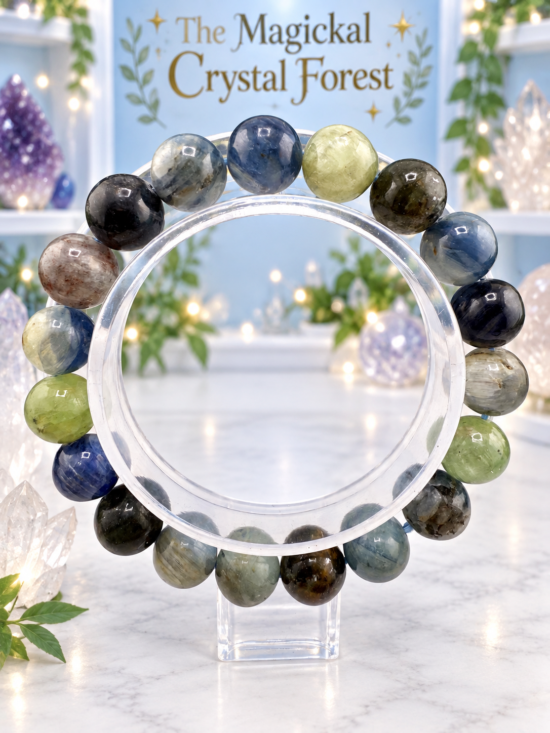 Blue/Green Kyanite Bead Bracelet 10mm