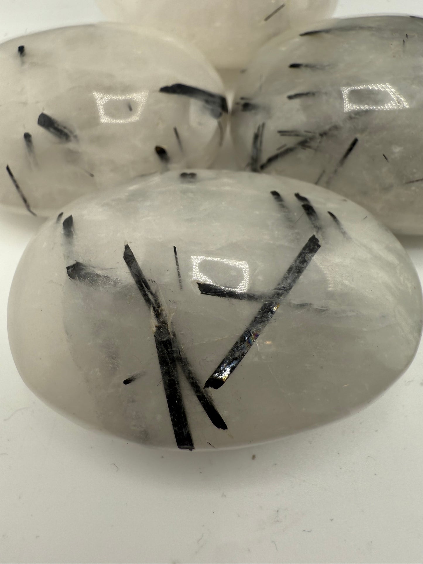 Tourmalinated Quartz Palm Stone