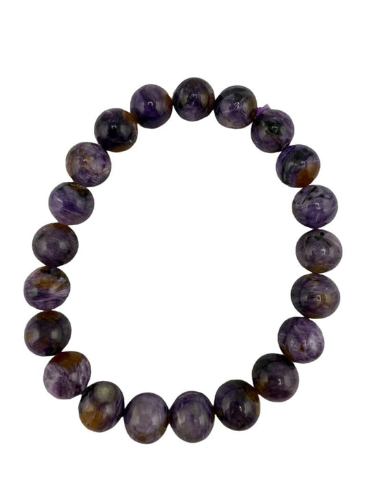 Charoite with Black Bead Bracelet 8mm
