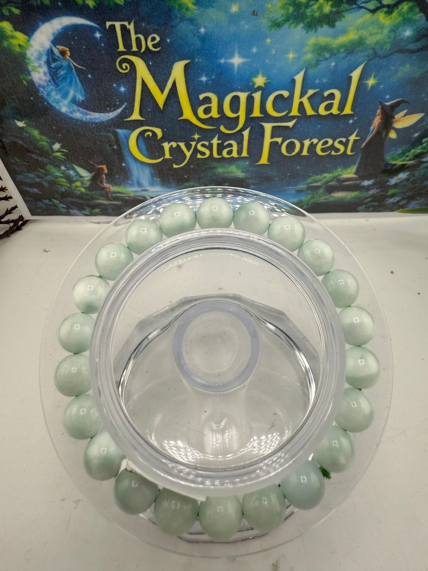 Green Moonstone ( Garnerite) Bead Bracelet 8mm
