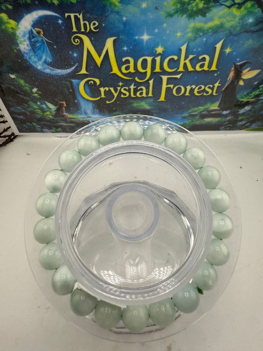 Green Moonstone ( Garnerite) Bead Bracelet 8mm