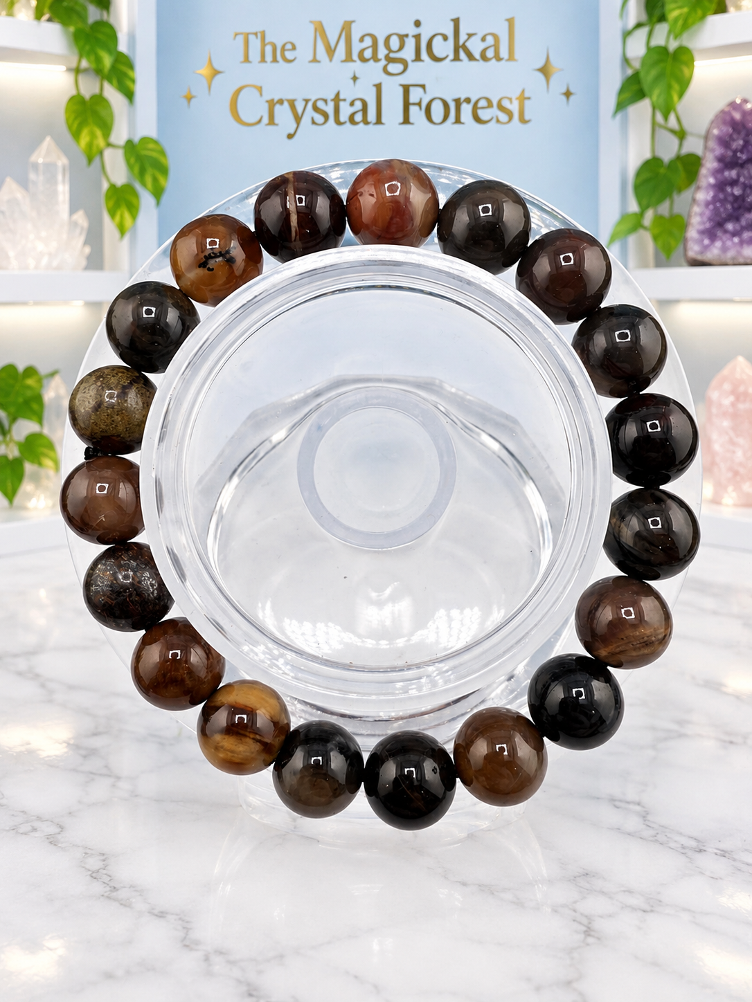 Petrified Wood Bead  Bracelet 10mm