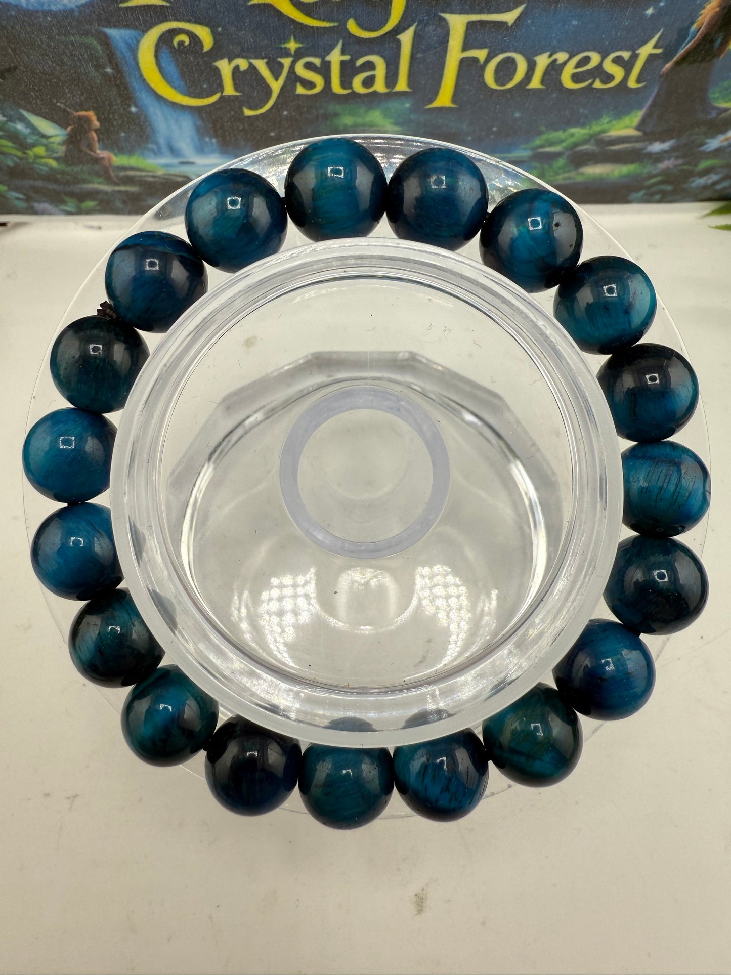 Blue Tiger Eye Bead Bracelet 10mm