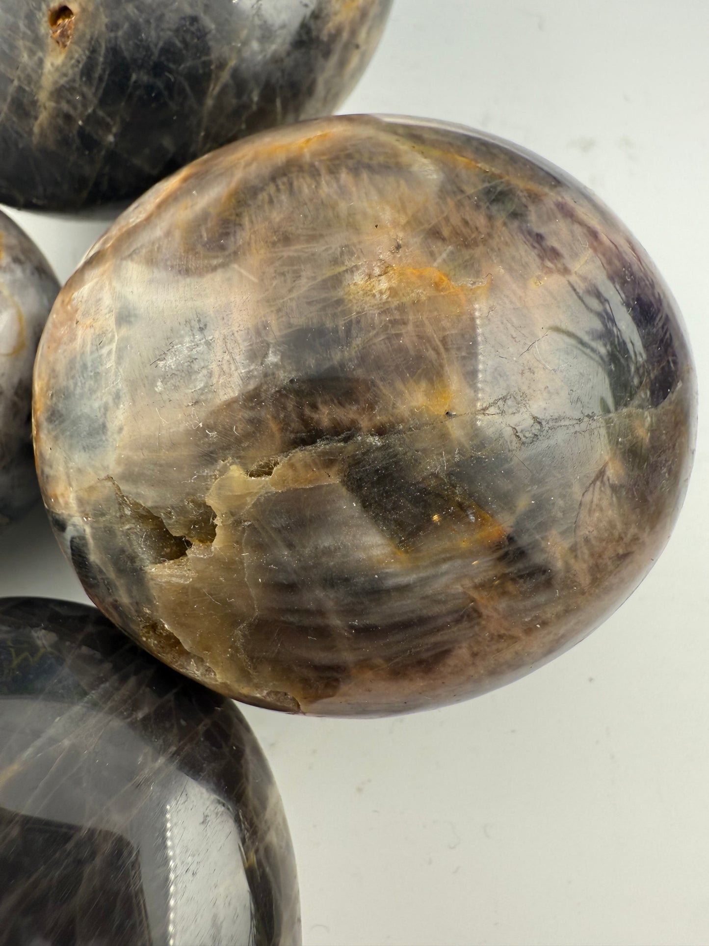 Black Moonstone Palm Stones