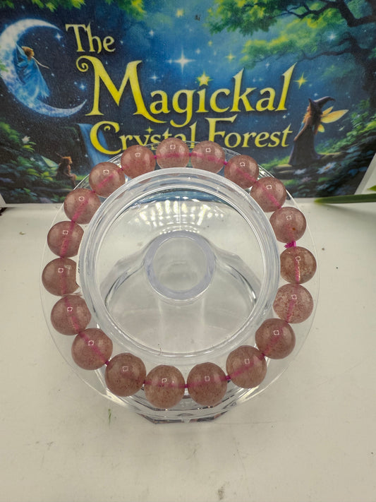 Strawberry Quartz Bead  Bracelet 10mm