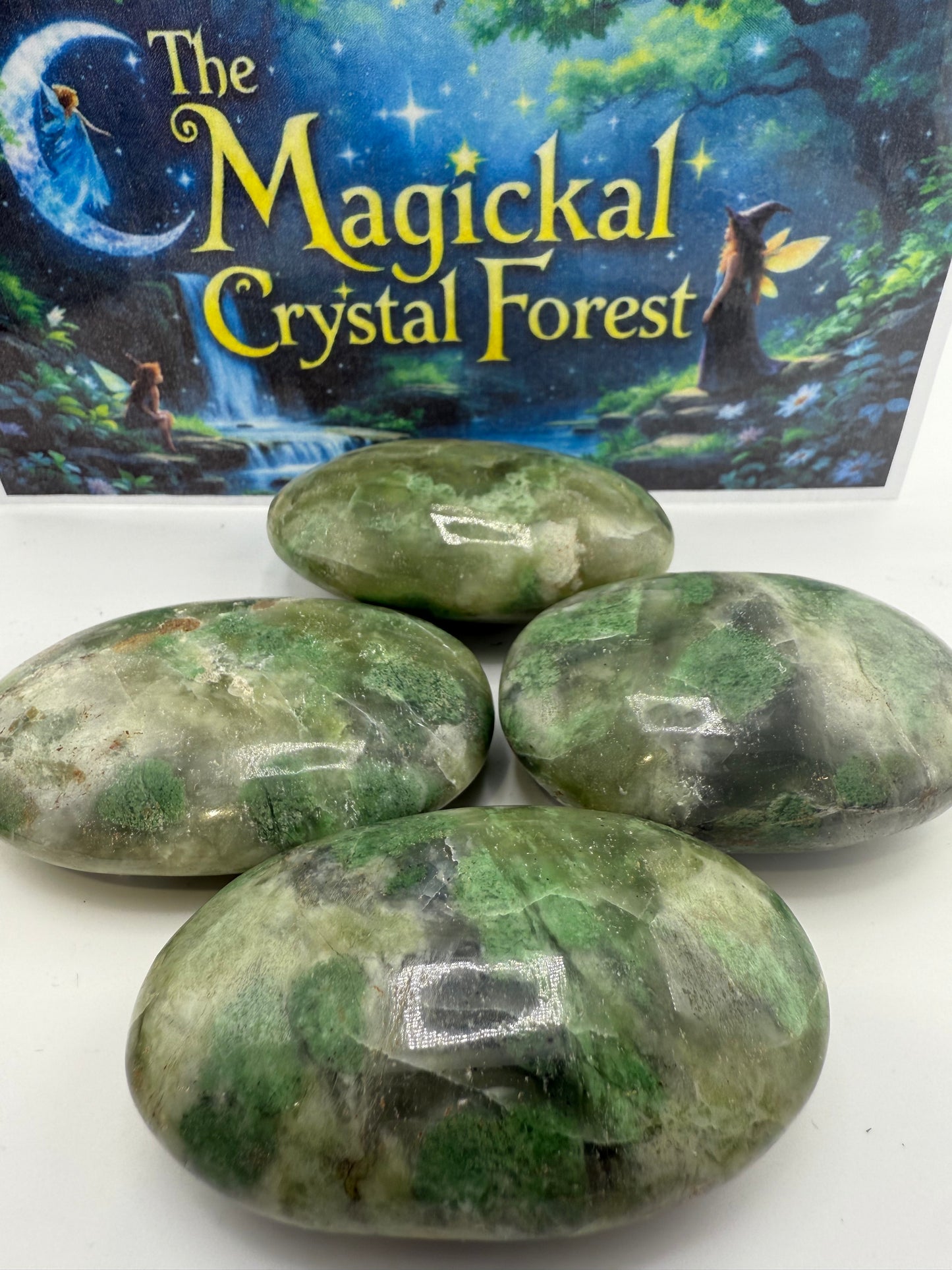 Green Spotted Serpentine Palm Stone