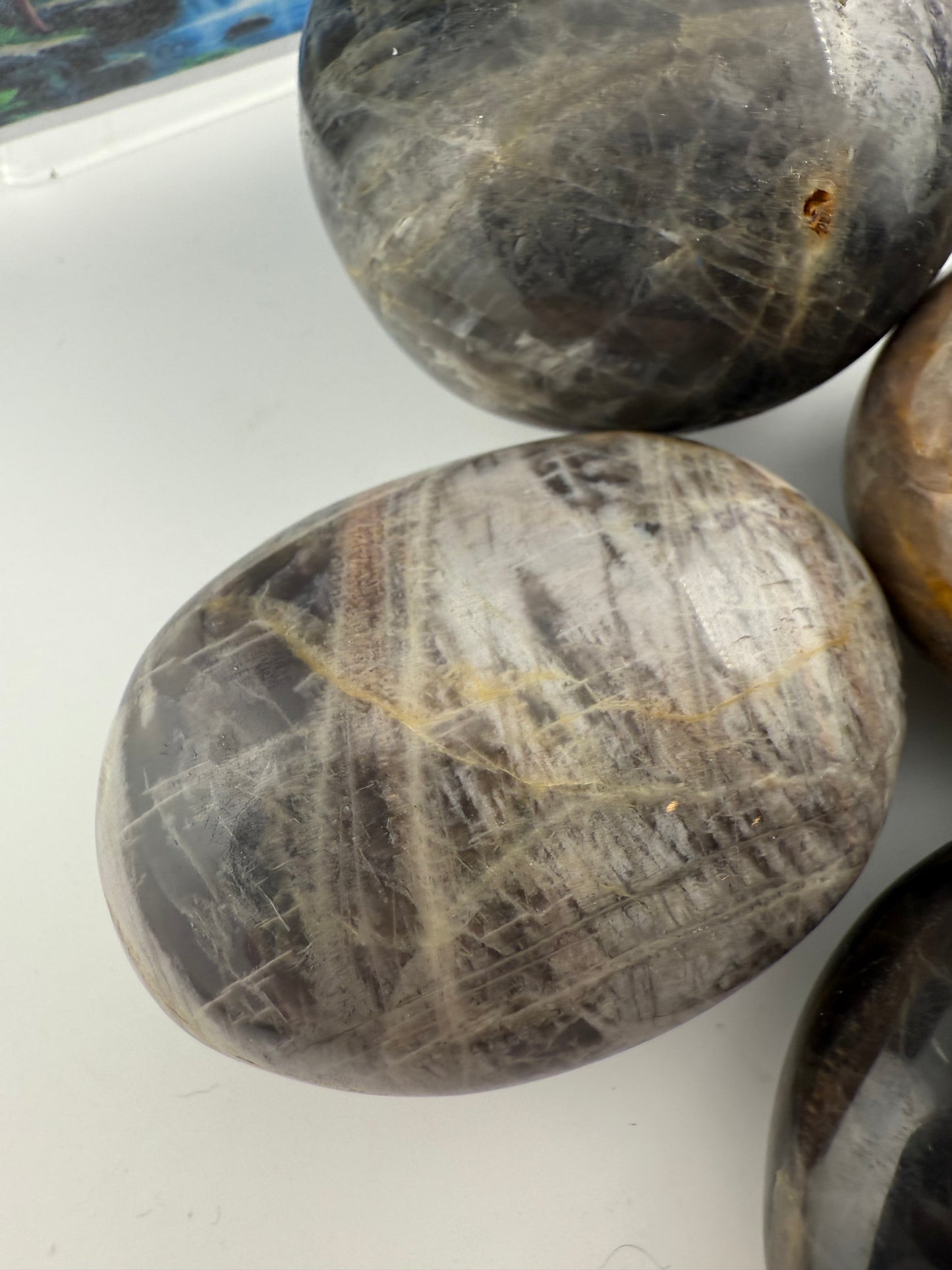 Black Moonstone Palm Stones