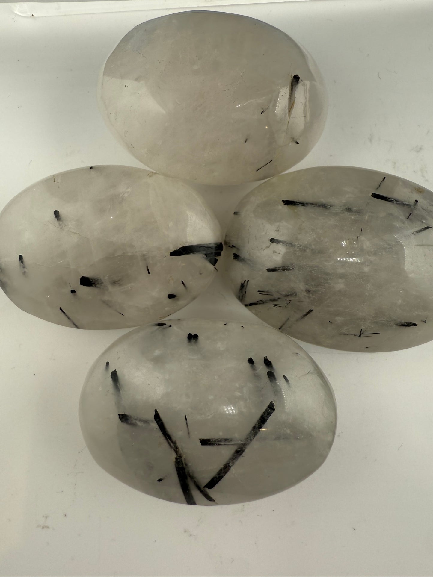 Tourmalinated Quartz Palm Stone