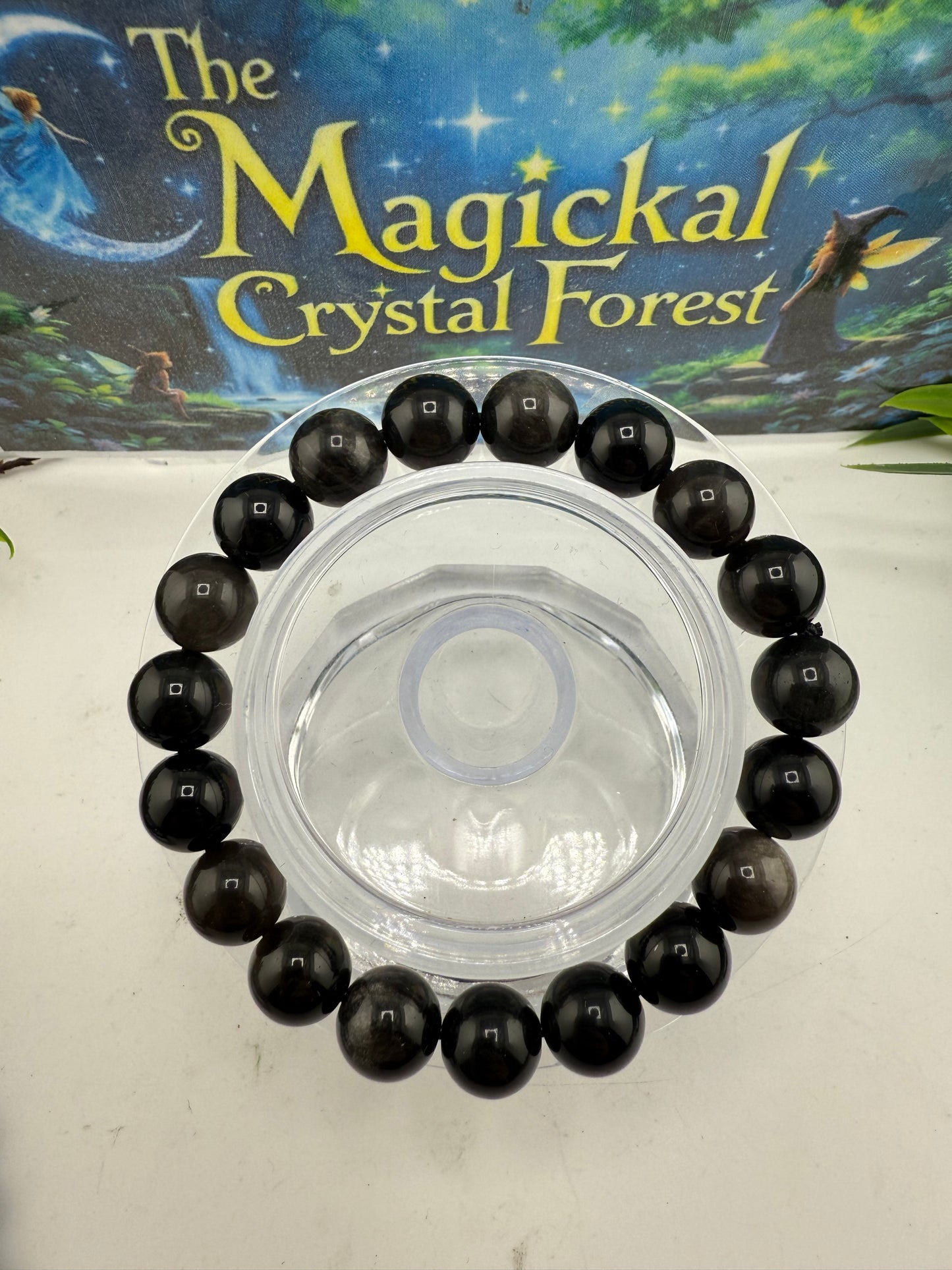 Silver Sheen Obsidian Crystal Bracelet 10mm