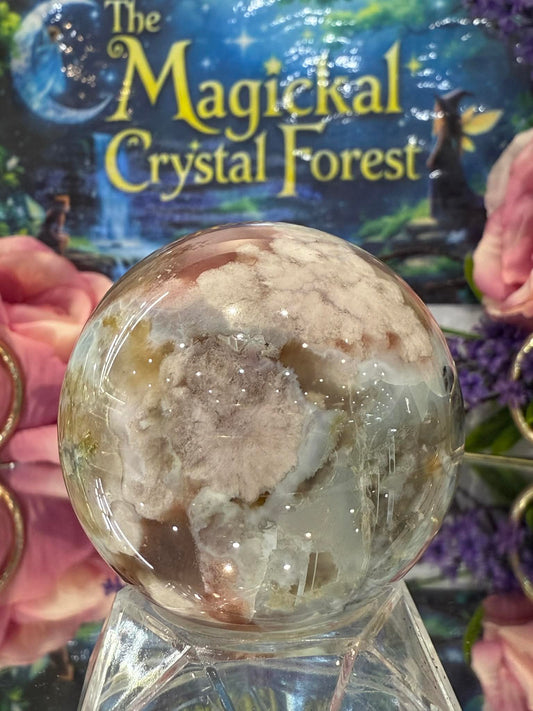 Green Flower Agate Sphere 1