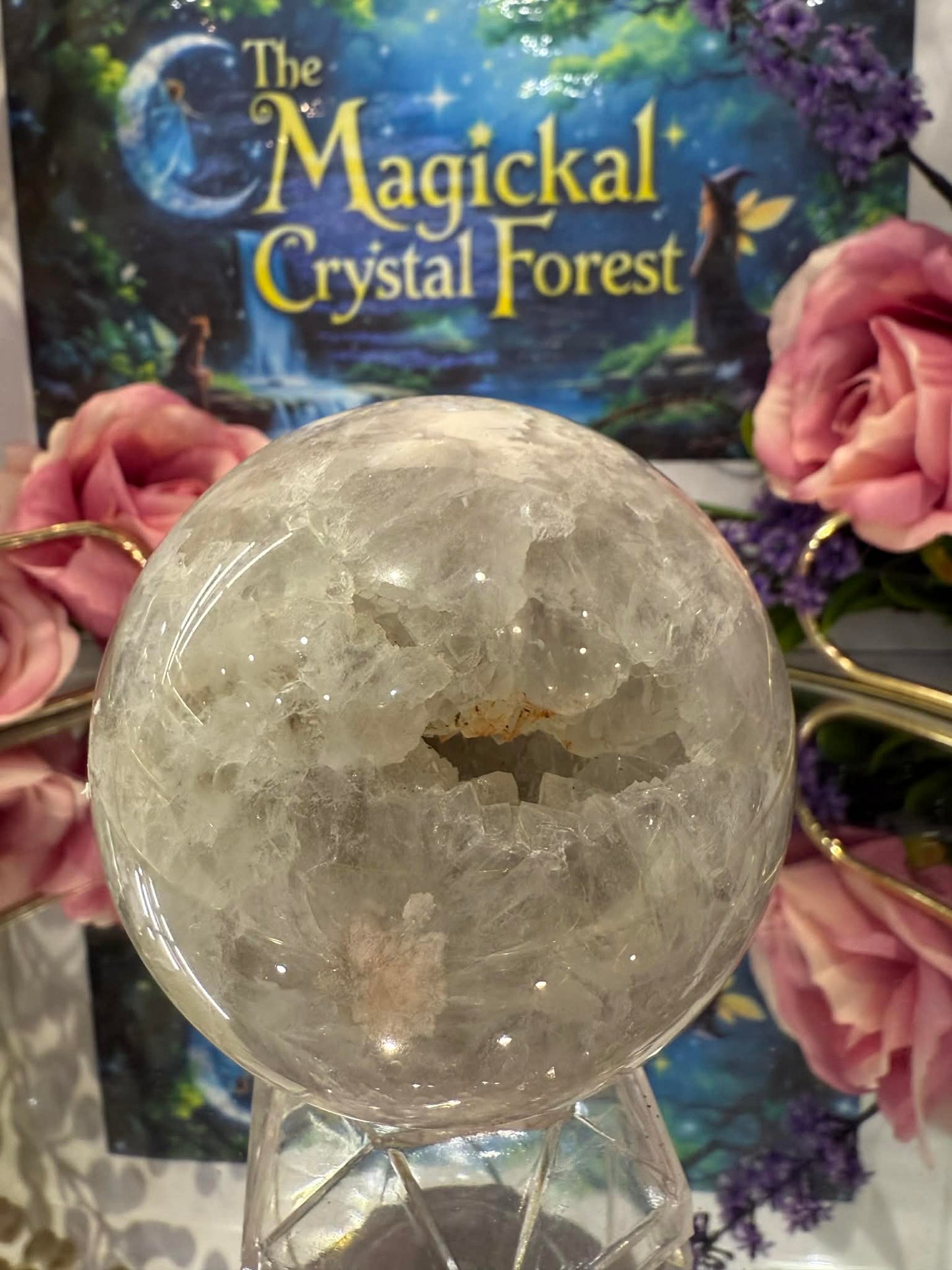 Green Quartz Flower Agate Sphere