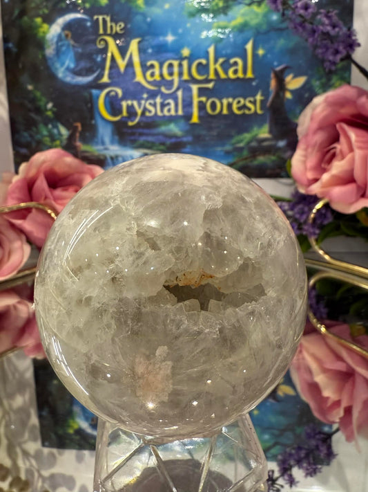 Green Quartz Flower Agate Sphere