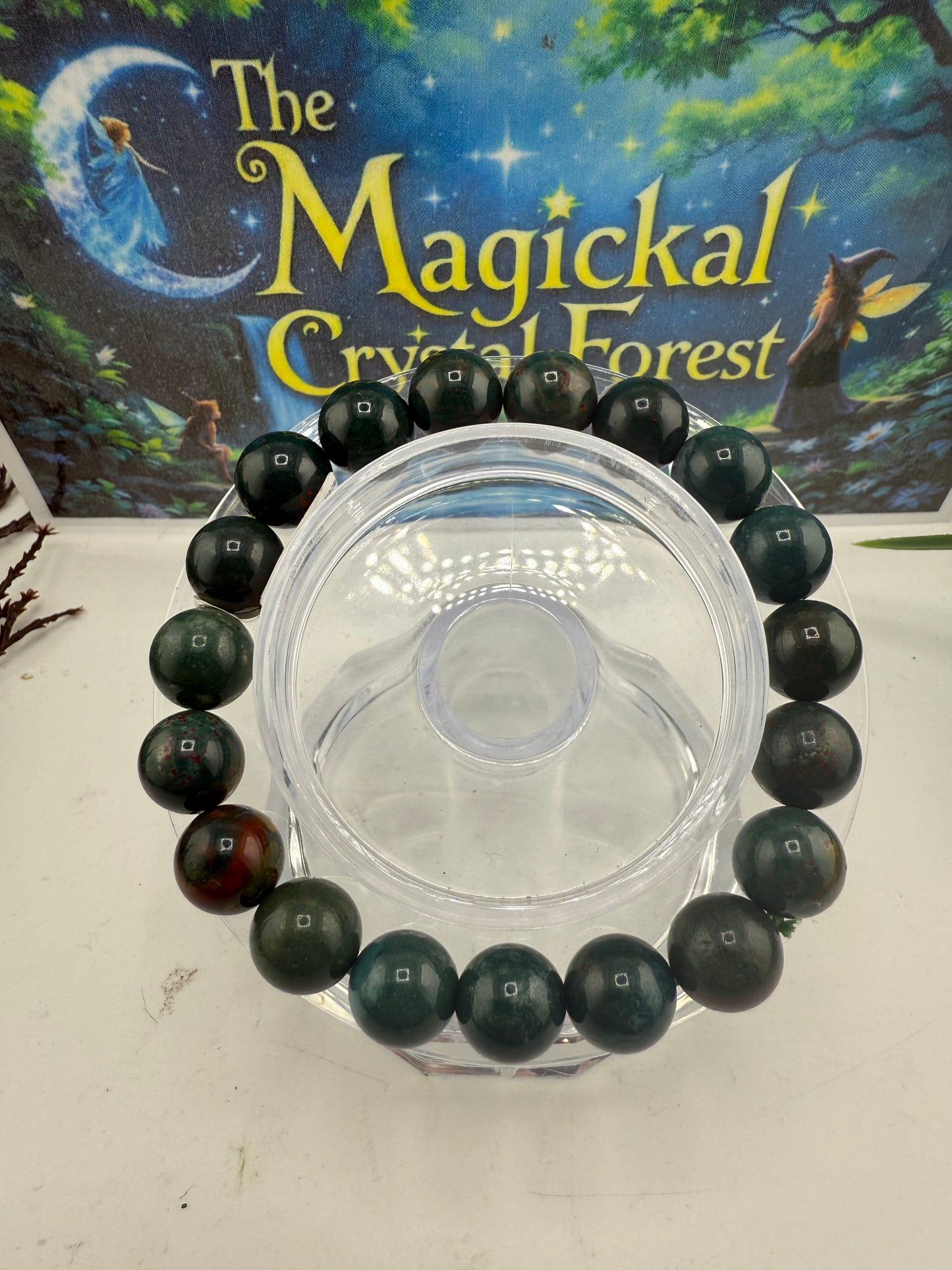 Bloodstone Bead  Bracelet 10mm