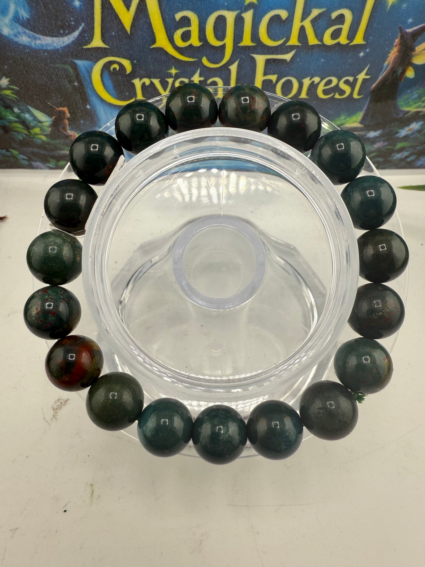 Bloodstone Bead  Bracelet 10mm