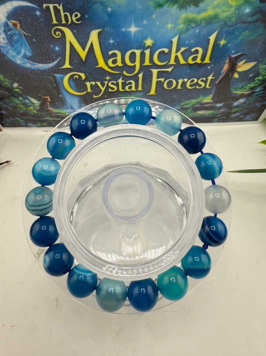 Blue Agate Crystal Bracelet 10mm
