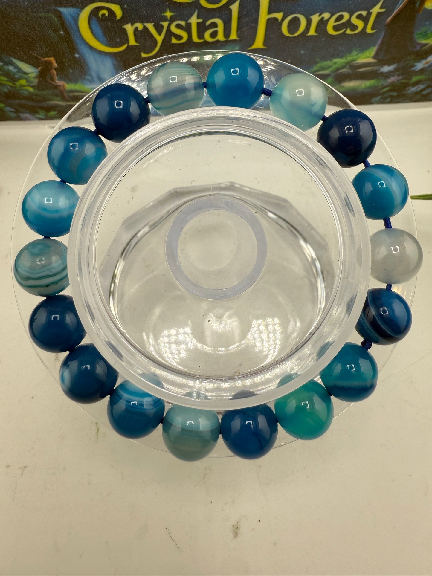Blue Agate Crystal Bracelet 10mm