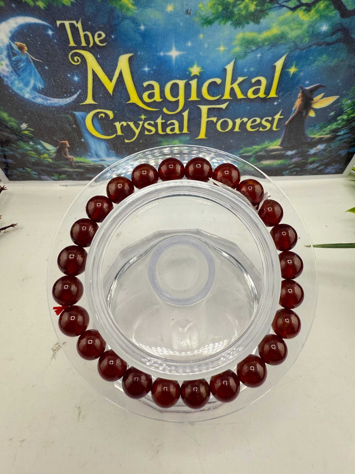Garnet Bead Bracelet 8mm