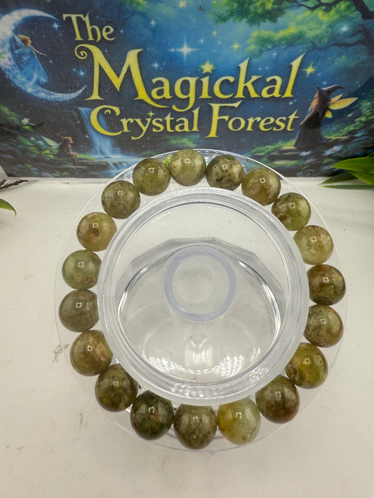 Green Garnet Bead Bracelet 10mm