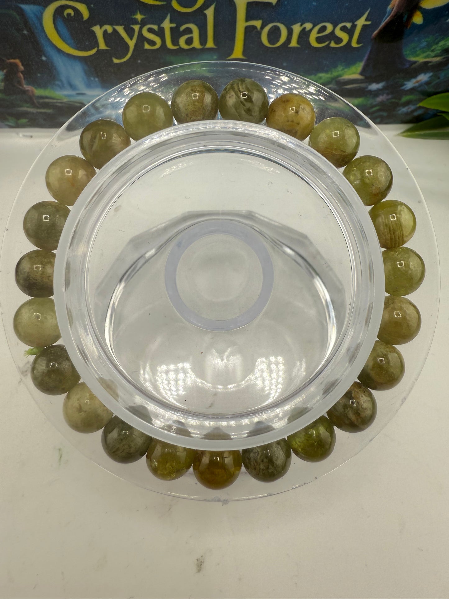 Green Garnet Bead Bracelet 8mm