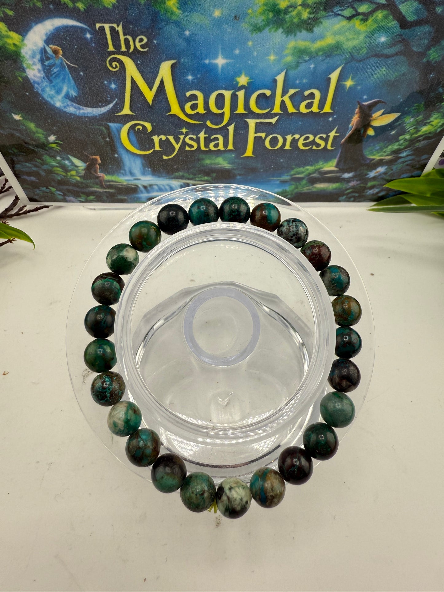 Chrysocolla Green Crystal Bracelet 8mm