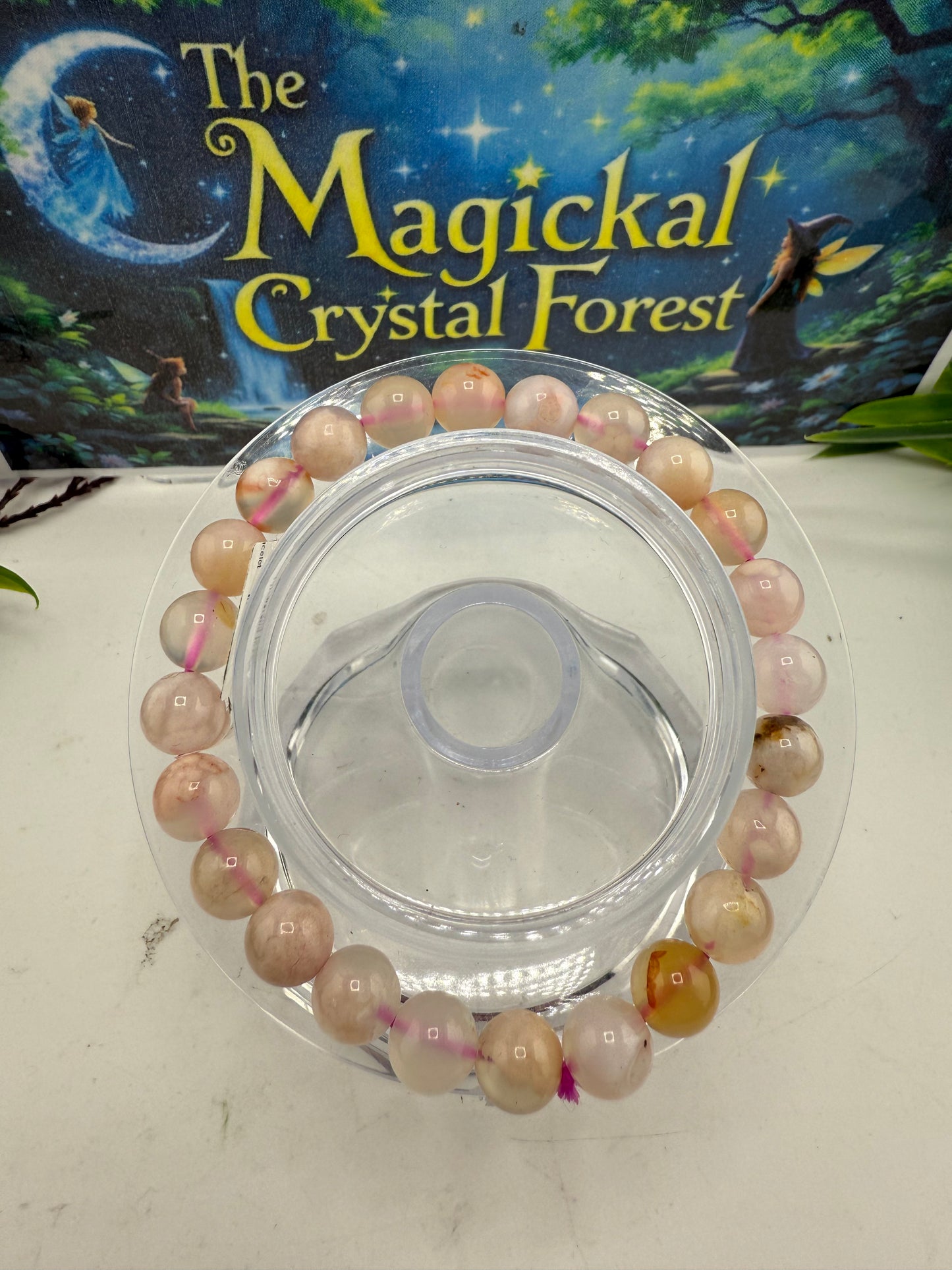 Flower Agate Bead Bracelet 8mm