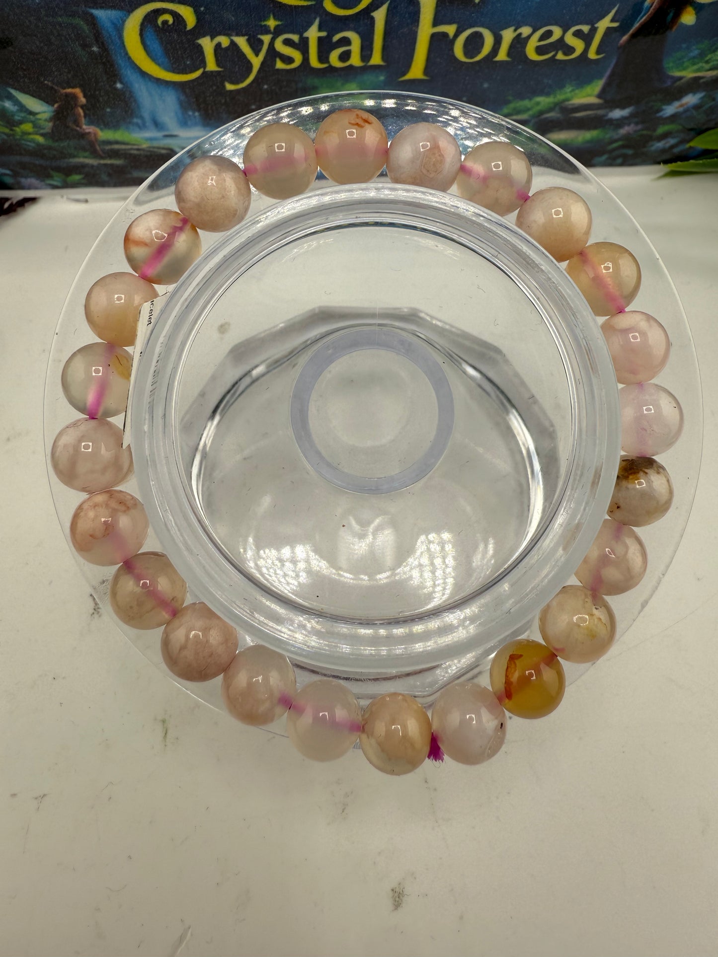 Flower Agate Bead Bracelet 8mm