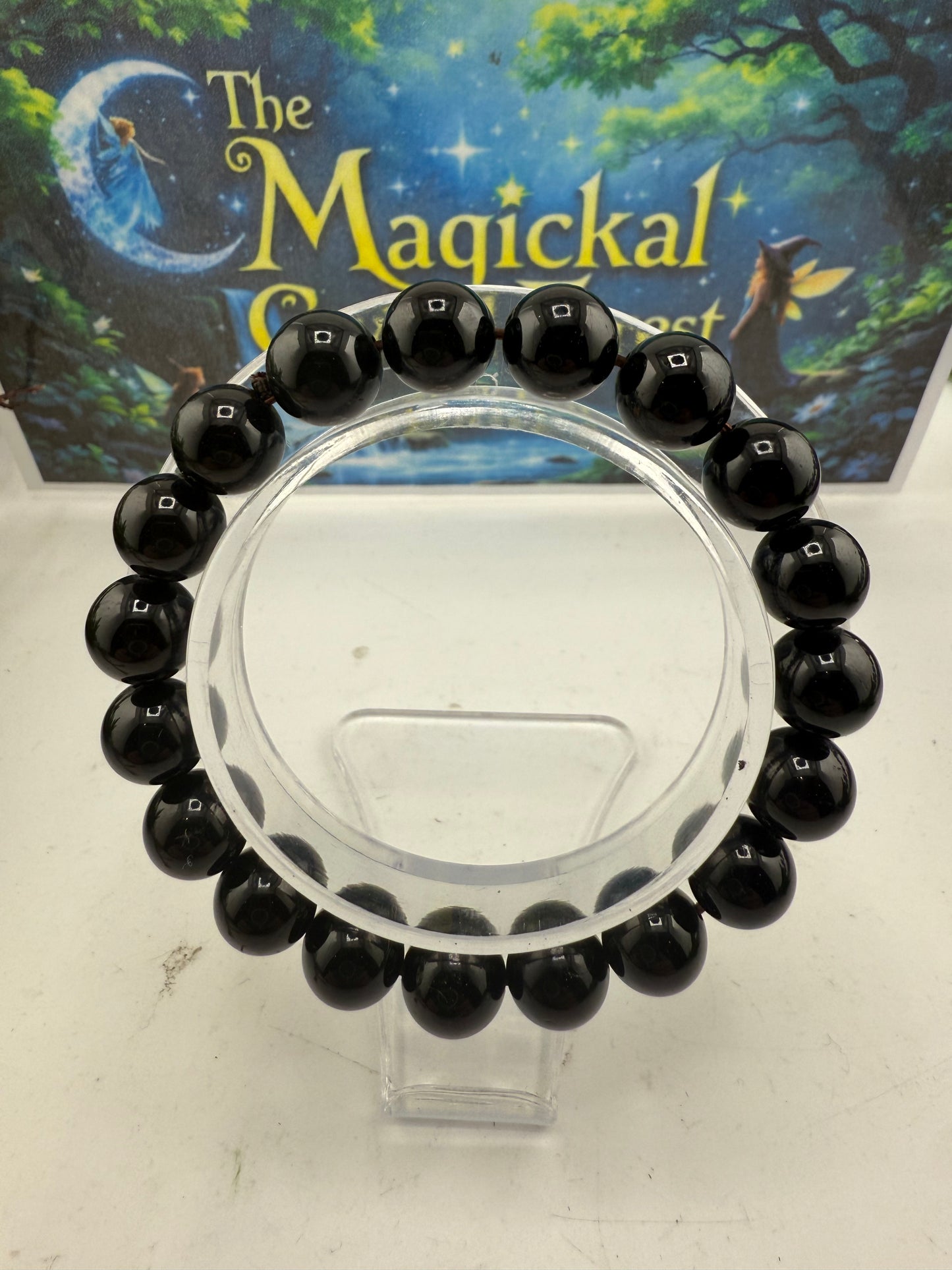 Black Tourmaline Bead Bracelet 10mm