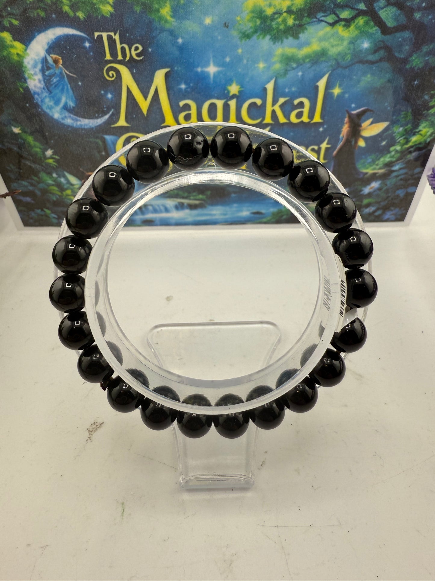 Black Tourmaline Bead Bracelet 8mm
