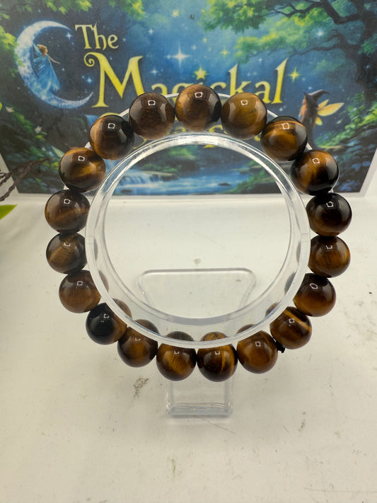 Gold Tiger Eye Bead Bracelet 10mm