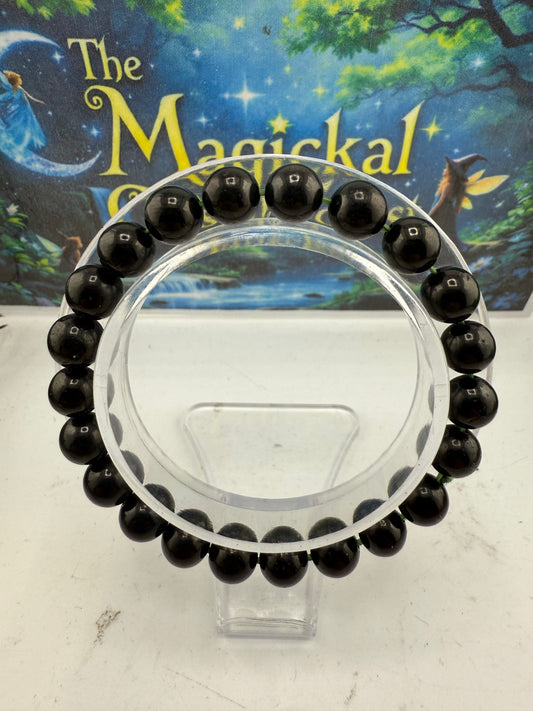 Jet Bead  Bracelet 8mm