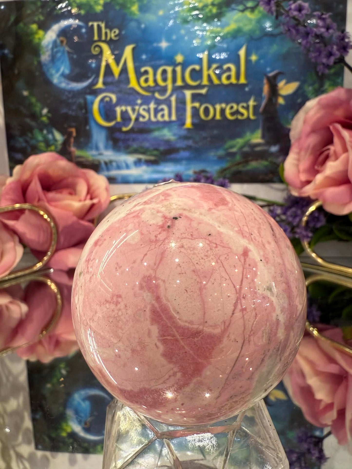 Pink Peru Rhodonite Sphere 1