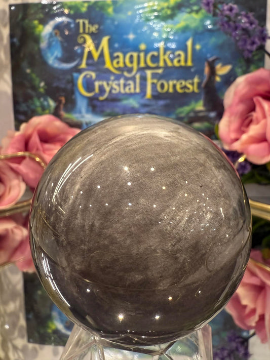 Silver sheen Obsidian Sphere 1