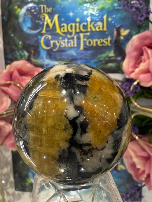 Yellow Tourmaline with Mica Sphere 1