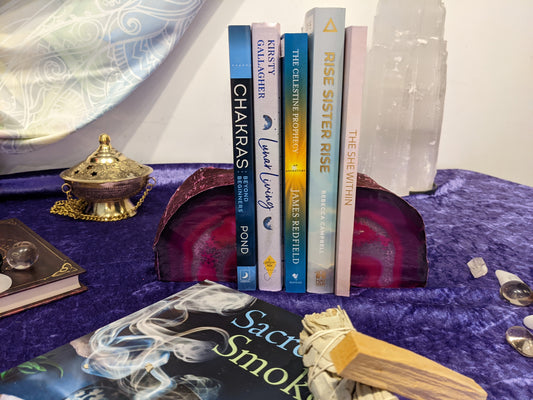 Pink agate bookends