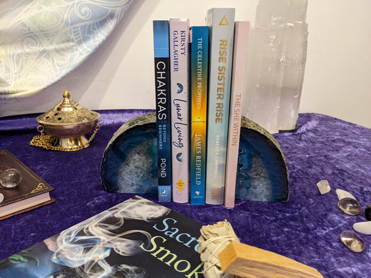 Teal Agate bookends