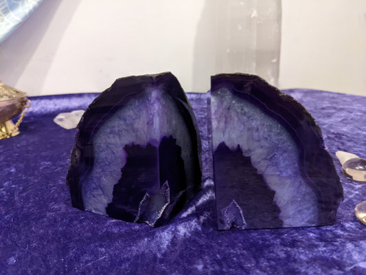 Purple agate bookends
